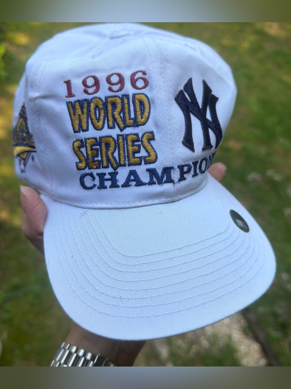 Vintage 1996 Yankees World Series Champions Strap Back Baseball Cap Hat MLB